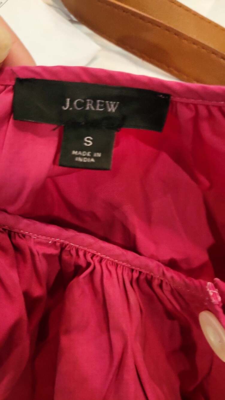 J.Crew Re-imagined Hot Pink Tie-Sleeve Button-Front Cotton Poplin Shirt Dress, s